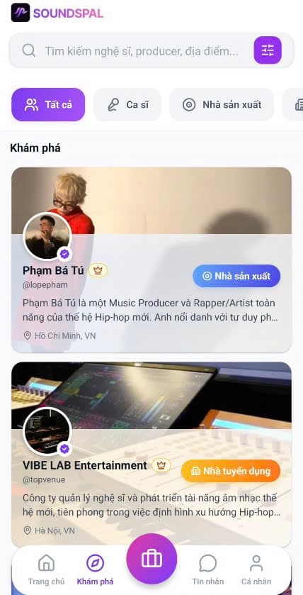 Soundspal - Khám phá nghệ sĩ và venue trên di động